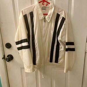 adidas White Windbreaker with Black Stripes
